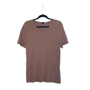 BDG Urban Outfitters Brown Striped V-neck Short Sleeve Top Medium Women’s